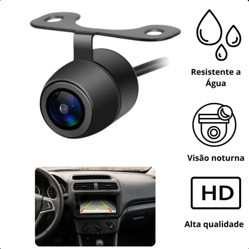 Câmera de ré resistente à água e com visão noturna